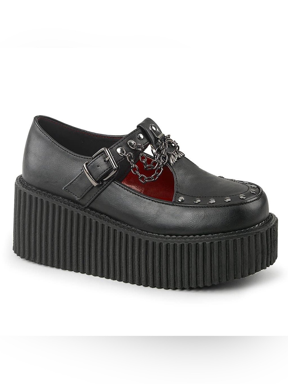 Demonia Black Platform Mary Jane with Studs & Chain